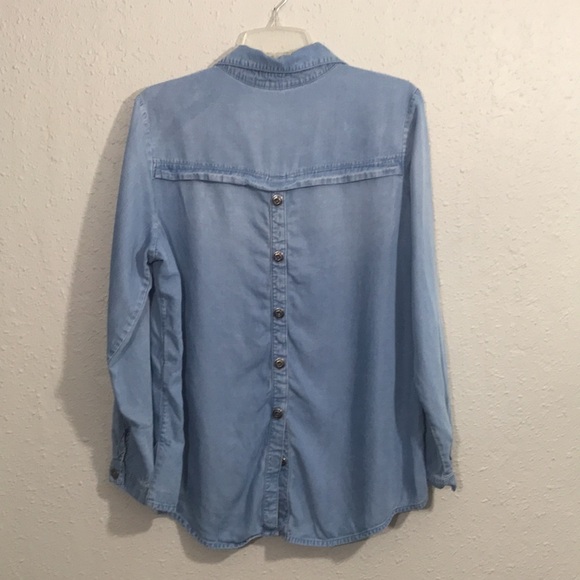 Soft Surroundings Denim Tencel Shirt with Variety of Metal Buttons size PL - Picture 2 of 8